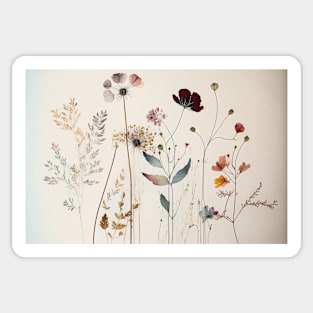 Floral Garden Botanical Print with wild flowers Sticker